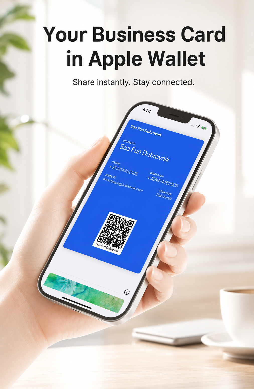Sea Fun Dubrovnik business card in Apple Wallet